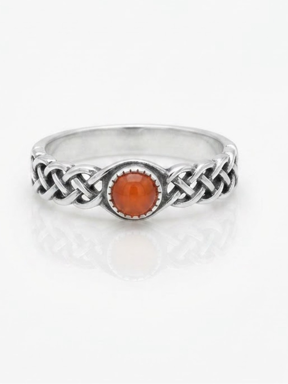 XRF Verified Vintage 94.4% Sterling Silver Celtic Knot Ring Size 8.75 Sim Amber